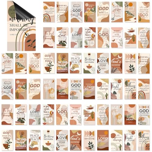 Blosssound 60 Pcs Inspirational Christian Magnets with Bible Verses Religious Refrigerator Magnet Motivational Quotes Fridge Scripture Positive Gifts for Home Office School Locker Decor(Boho)