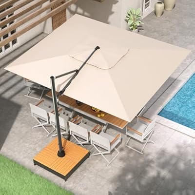 Grand patio PLUTO 10x13 FT Patio Umbrella without Base, Acrylic Outdoor Cantilever Aluminum Umbrella, Black Pole