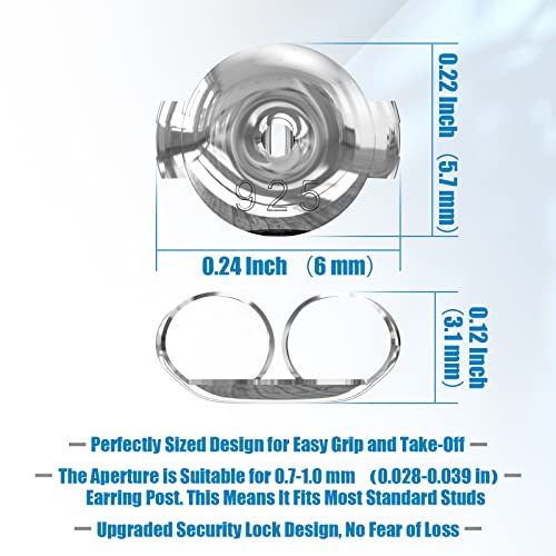 Aiythouy 6 Pcs Earring Backs For Studs, 925 Sterling Silver Earring Backs Replacements, 18K White Gold Plated Locking Earring Backings, Secure Hypoallergenic Earring Back #TOP2