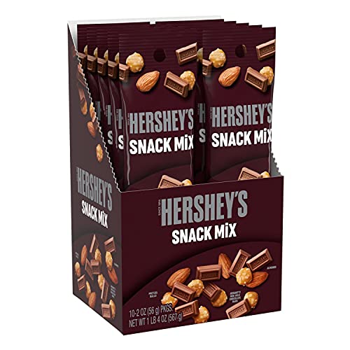 HERSHEY'S Milk Chocolate, Almond and Pretzel Snack Mix, Grab and Go Snack, 2 oz Packs (10 Count)