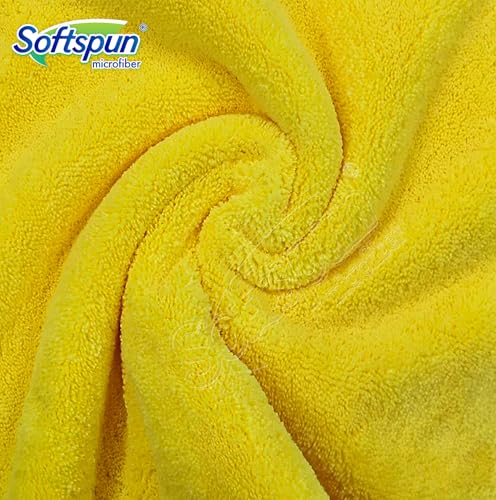 Image of SOFTSPUN Microfiber High Loop Bath & Hair Care Towel, 70X140 Cms 1 pcs Towel Set 380 GSM (Yellow).