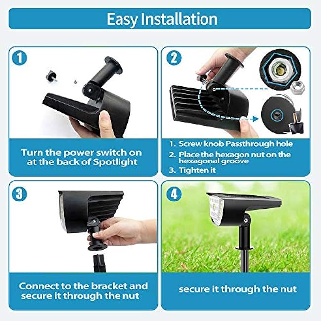 Jior Solar Lights Garden Lights Solar Landscape Lighting Warm White 2 Pack