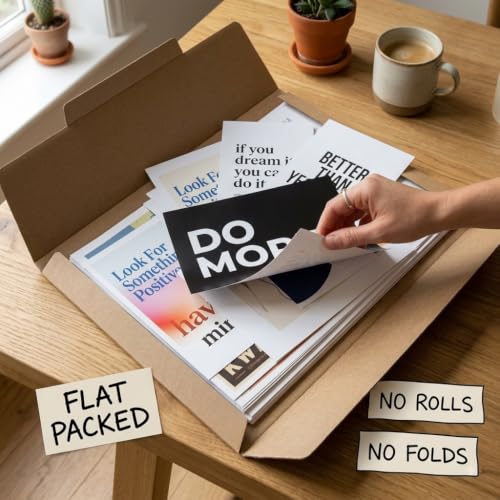 Image of 8 Piece Motivational Poster Set | 300 GSM Multi-Sized Wall Posters with Adhesive Tape | Positive Quote Art Prints for Bedroom, Room Decor, Home Decor, Living Room & Aesthetic Wall Decor
