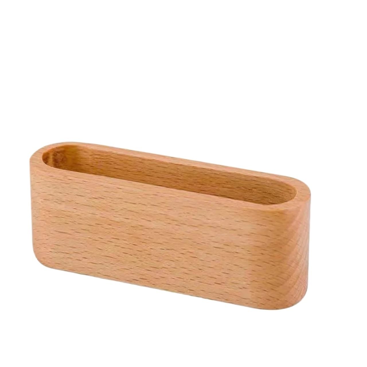 SHENJMAI Wooden Business Card Holder Business Card Holder Wooden Organizer Office Desk name card Display Stand with Pen Slot Memo Pad