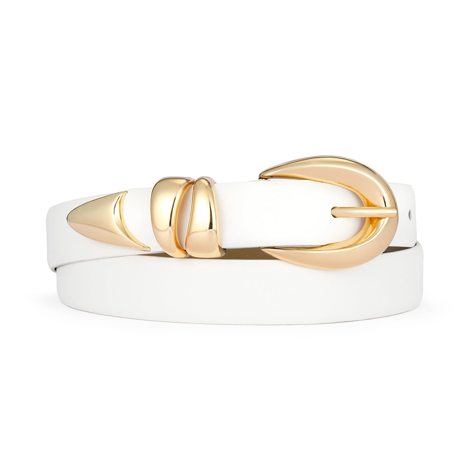 RISANTRY Leather Belt for Women Stylish Design with Gold Buckle