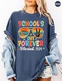 Schools Out Forever Retirement 2026 Teacher T-Shirt Retro Retired 2026 Shirts for Women Retirement Gifts for Women Men Retired Teachers