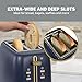 West Bend Timeless 2-Slice Toaster with 7 Browning Levels, Bagel/Waffle/Defrost Settings, High-Lift Lever, Anti-Jam, Easy-Clean Crumb Tray, 2-Slice, Blue/Gold