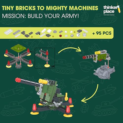 Image of STEM Armored Vehicle Building Blocks Set (95 Pcs) | DIY Anti-Aircraft Artillery Toy for Kids 7+ Years (Boys & Girls) | Educational Construction | Creativity & Action Play Toy