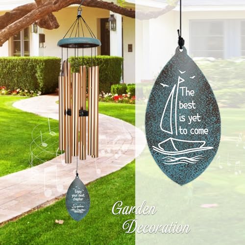 Image of ASTARIN Personalized Happy Retirement Gift, Custom Retirement Wind Chimes for Women Men, 35 inch Large Deep Tone Wind Chime Retire Gifts for Teacher Co-Workers Boss Friends Parents