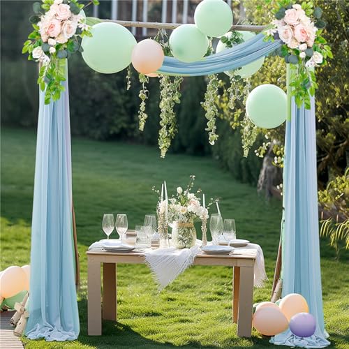 Arche de mariage voilage drapé blanc pour cérémonie extérieure et décor de fête - 6