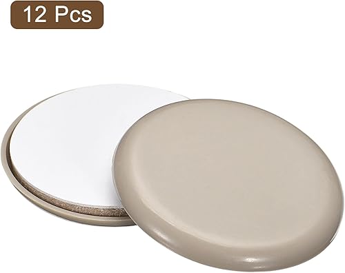 Miniatura 3 de uxcell Deslizadores de muebles, 12 piezas de 2 12 pulgadas, almohadillas deslizantes redondas autoadhesivas de plástico, deslizadores de silla para