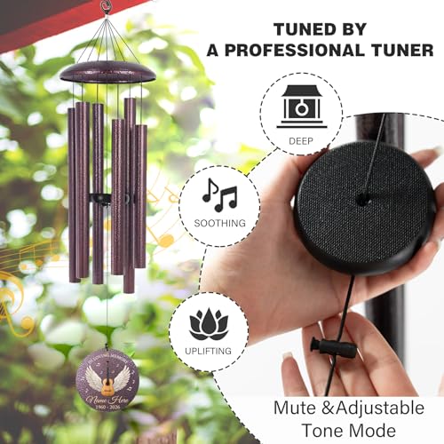 Image of Personalized Memorial Wind Chimes for Loss of Loved One, 30 inch /36 inch /45 inch Sympathy Wind Chimes in Memory of Mother Father Memorial Gifts, Produced in Texas