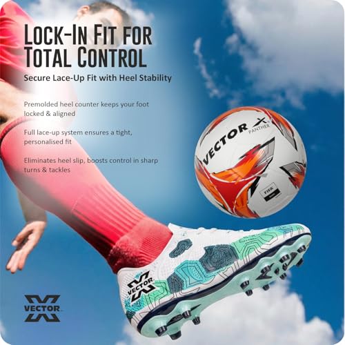 Image of Vector X Breeze High-Performance Soccer Studs Fully Embossed Synthetic Upper|Double Colour High Strength TPU Sole Football Shoes Athletic Footwear for Boys Men Players