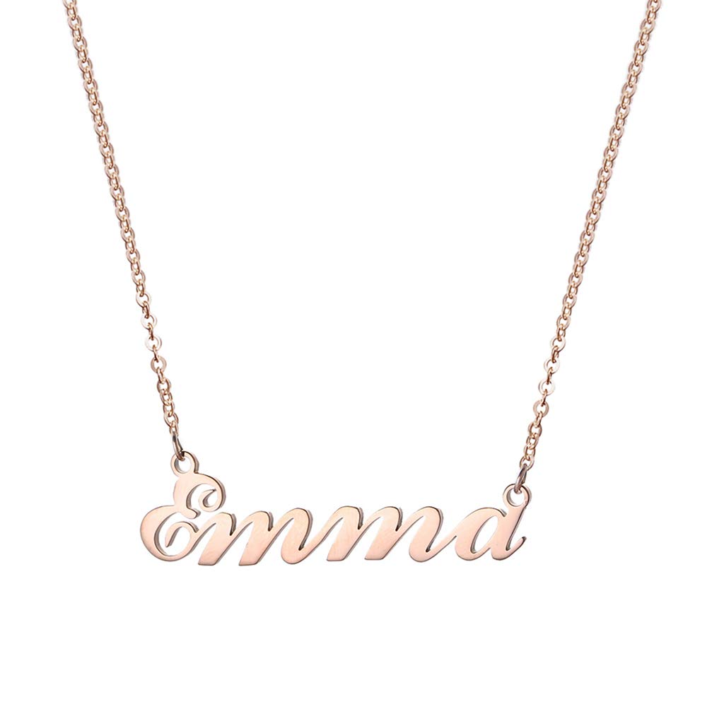 Custom Name Necklace Personalized, 14K Gold Plated Name Necklace Personalized Charm Jewelry Gift for Women Customized Name Necklace Dainty Letter Name Necklace Gold Rose Gold Silver, Metal,