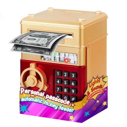 Image of Refasy Piggy Bank Cash Coin Can ATM Bank Electronic Coin Money Bank for Kids Age 3-12, Money Savings Box Mini ATM Coin Bank Toys Gifts for 3 4 5 6 7 8 9 10 11 12 Year Old Boys Girls