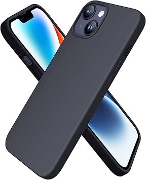 Compatible with Apple iPhone 14 Case 6.1, Uruchi Thin Liquid Silicone 3 Layer Fully Coated Soft Gel Rubber Case Cover, Black