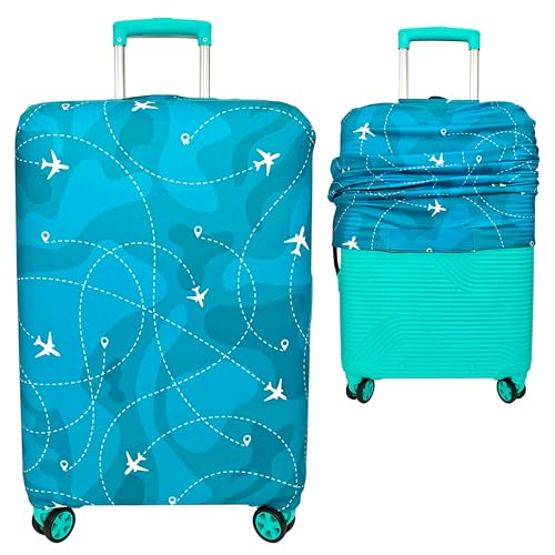 Image of Printed Luggage Cover for Traveling Bag & Suitcase - Stretchable & Scratchproof Trolley Protector with Velcro Lock & Lightweight Washable Material(Suitcase Bag Not Included, Only Cover in Product)