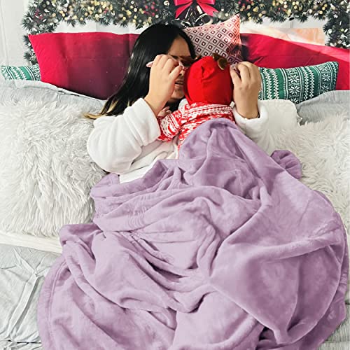 Image of Bedsure GentleSoft Fleece Blankets Queen Size Lilac Lavender - Bed Blanket Soft Lightweight Plush Fuzzy Cozy Luxury Microfiber, 90x90 inches