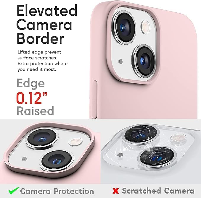 Image of Compatible with iPhone 15 Silicone Case, Slim Shockproof Protective Cover, Drop Protection and Camera Protection, MagSafe Compatible, Soft Microfiber Lining Inside (Pink)