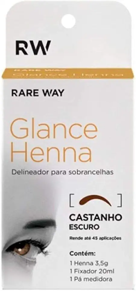 Henna Para Sobrancelhas Delineador Castanho Escuro Rare Way - Glance Henna - 3,5gr