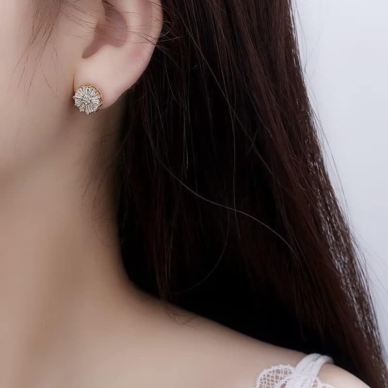 Miniatura 3 de Aretes de girasol para mujer, diseño de margaritas, aretes de tuerca pequeños, aretes florales de primavera, aretes colgantes de gota de flores,
