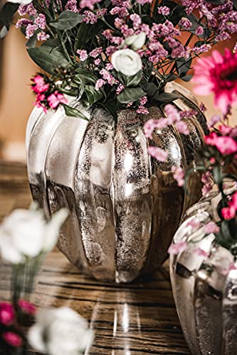 MichaelNoll Vaas bloemenvaas pot pot pot decoratieve vaas aluminium zilver decoratie modern van metaal, woonkamer en keuken, 17 cm - Afbeelding 5