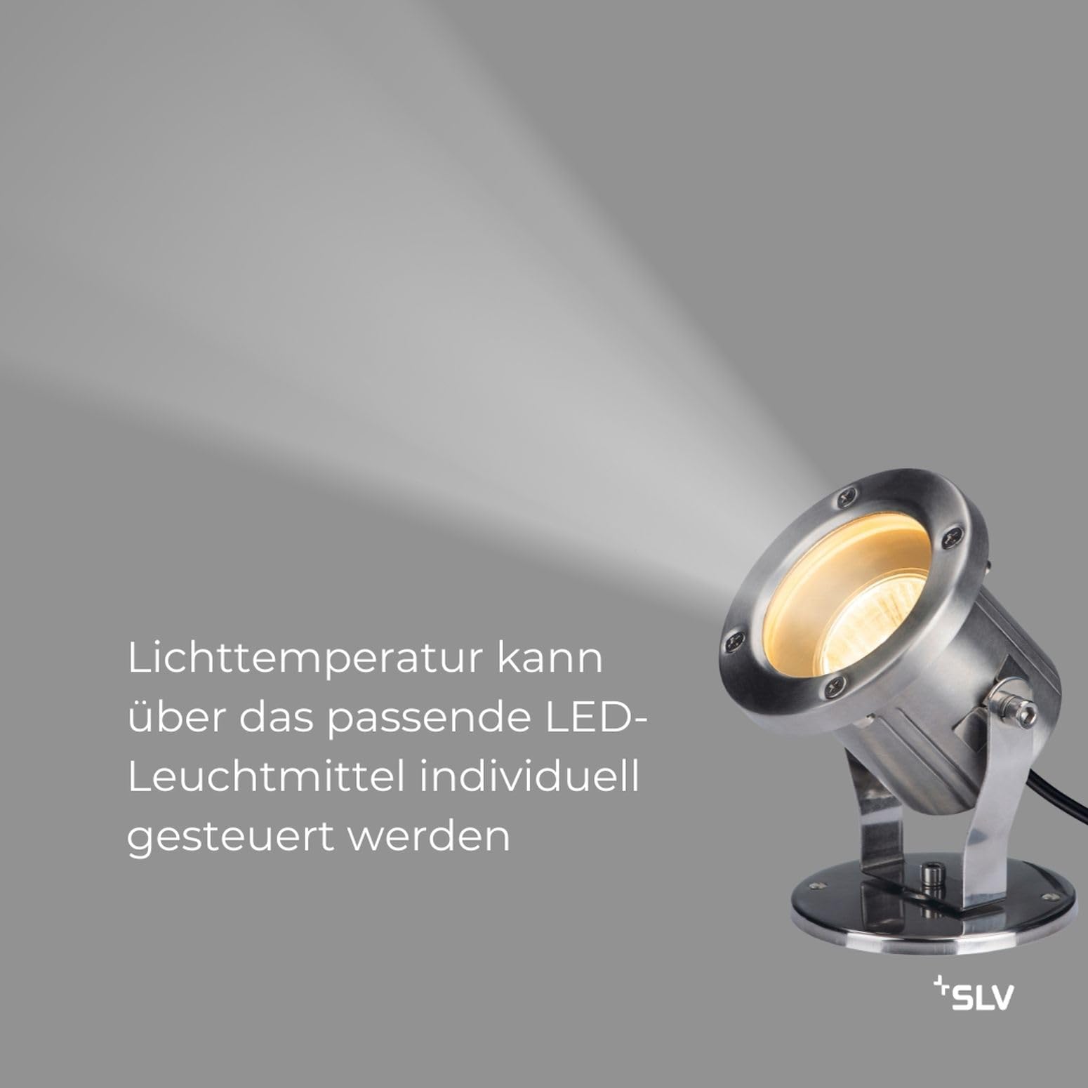 SLV NAUTILUS 10 SPOT | Außenlampe für die Beleuchtung von Garten, Terrasse, Pflanzen, Wegen, Teich, Aussen-Leuchte, Außen-Strahler | IP55, edelstahl 316, max. 35W, GU10, Silver