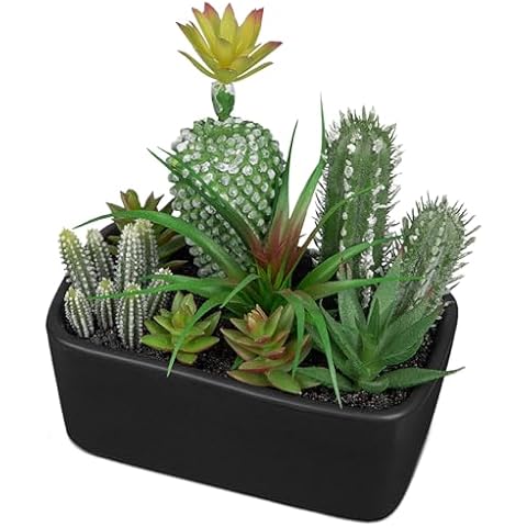 Oairse Artificial Succulents in Ceramic Pots Cover
