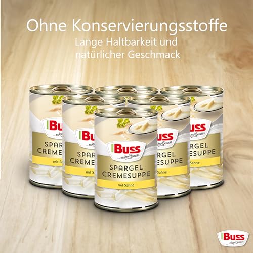 Buss Klassische Suppen - Spargelcremesuppe verfeinert mit Sahne - Besonders cremige Spargelsuppe - Schnelle vegetarische Fertiggerichte zum Aufwärmen in Mikrowelle & Topf - Lange haltbar - 12 x 400g – Bild 5