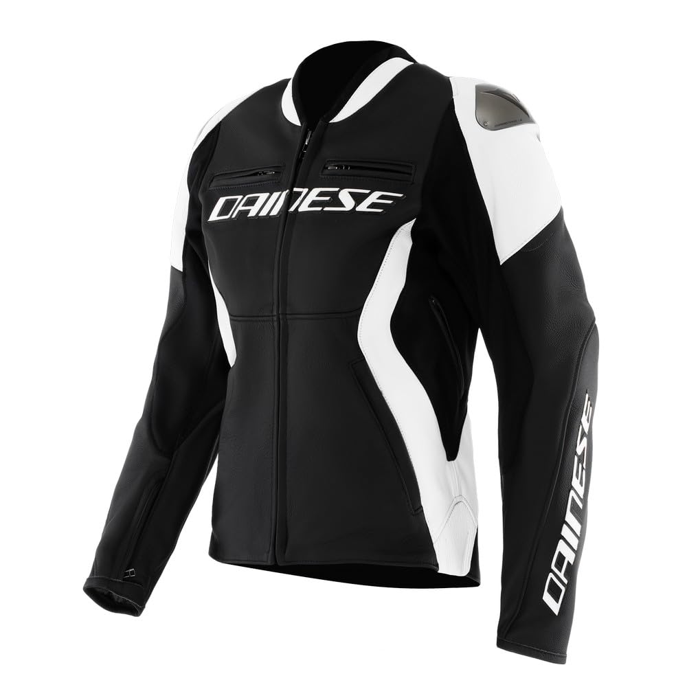 Dainese Racing 5 Damska skórzana kurtka motocyklowa, czarny/biały, 38