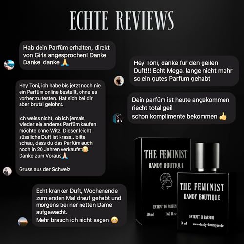 Dandy Boutique THE FEMINIST Herren Parfüm 50 ml – Extrait de Parfum mit 30% Duftöl – beliebtes langanhaltendes Parfüm für Männer – Made in Switzerland – Premium Duft für Dates, Club und Alltag