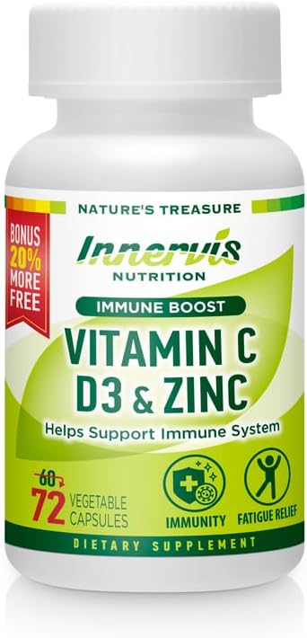 Immunity Immune Boost Vitamin C 900mg, D3 2,500 IU, Zinc 25mg | 72 Veggie Capsules, 72-Day Supply | Immune System Support | Made in USA, Vegetarian-Friendly, 3rd Party Lab Tested