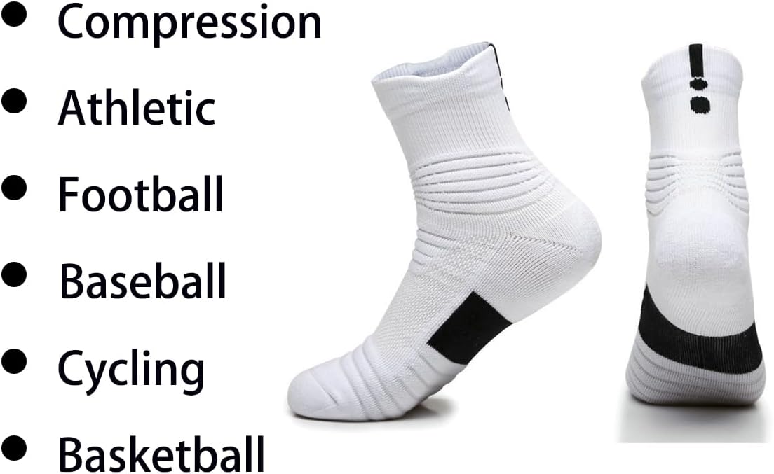 Basketball Socks Compression Cushion Thick Cycling Socks Athletic Crew Socks for Men Women Boys - Image 2