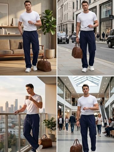 Image of GRECIILOOKS Men's Regular Fit Low Rise Polycotton Cargos | Cargo Track Pant | Loose Fit | Regular Trouser (Available in Plus Size)
