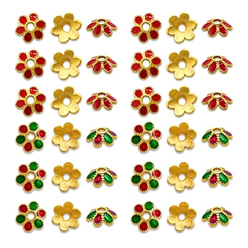 Image of Satra Traders Designeer Meenakari Beads Cap | Size : 8mm | Qty : 50pcs | Red | MK41