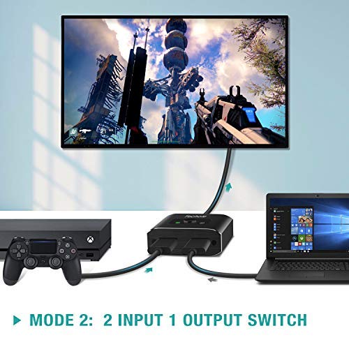HDMI Switch 4K HDMI Splitter-Techole Aluminum Bi-Directional HDMI Switcher 2 Input 1 Output, HDMI Switch Splitter 2 x 1/1 x 2. No External Power Required, Support 4K 3D HD 1080P for Xbox PS4 Roku HDTV - Thumbnail 6