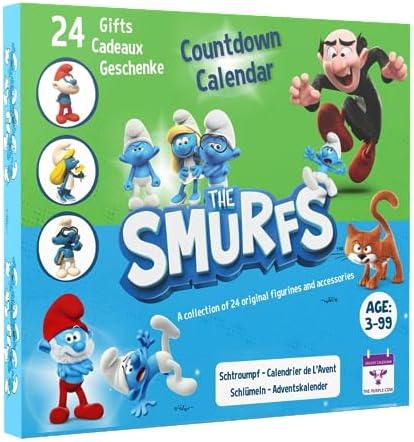 Schlümpfe Adventskalender 2026 – 12 Figuren & 12 Geschenke ab 3 Jahren | Offiziell lizenziert mit 12 verschiedenen, frei stehenden Kunststofffiguren und 12 Smurfy-Accessoires in 24