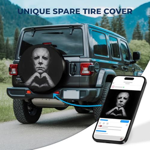 Image of GENANY Night Terror Killer Father's Day PVC Spare Tire Cover for RV Trailer, Waterproof, Size 16 Fits 29-31 Inch