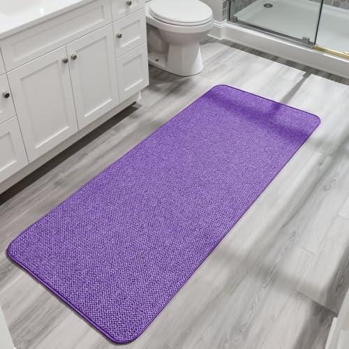 Image of Bosap Bath Mat,Ultra Thin Bathroom Runner Rugs,Large Bath Mats for Bathroom,Quick Dry,Non-Slip,Machine Washable,Low Pile,Bath Rug,Shower Outside,Sink,Home Decor Accessories.Purple,3'x6'(36x72inch)