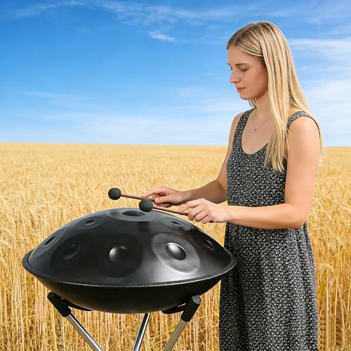 Handpan negro artesanal de 12 notas para músicos miniatura 2