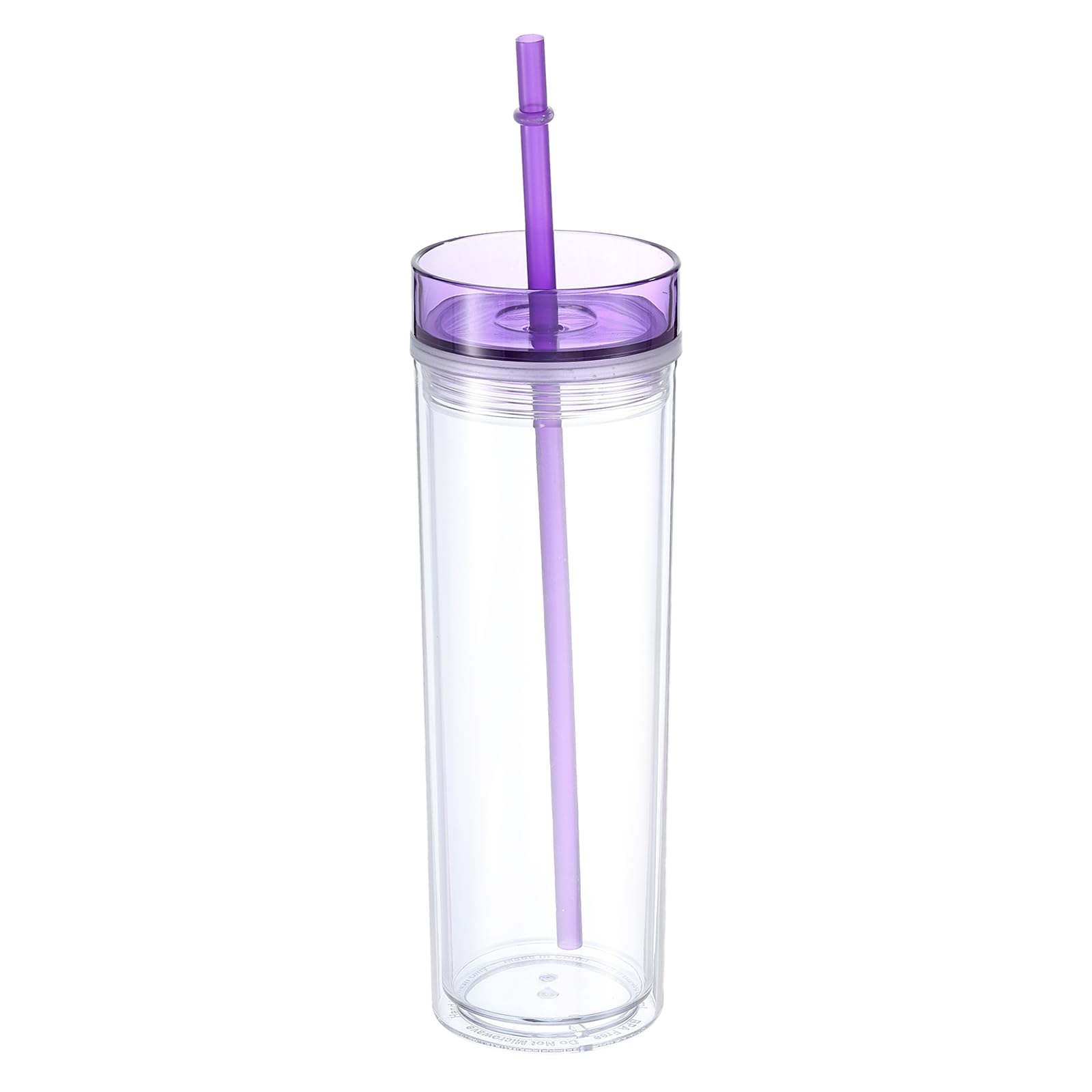Gobelet fin en acrylique transparent avec couvercle et paille violet de 473 ml