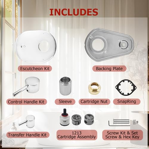 UT3290 Kit de recorte para ducha, compatible con Moen M CORE Serie 3, requiere válvula, cromo | Kit de recorte de válvula de ducha de 2 manijas para válvula mezcladora Moen M CORE, incluye cartucho 1213 para válvulas Moen U232 U362 miniatura 7