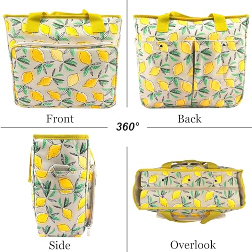 Image of Knitting Bags and Totes Organizers Large Crochet Bag Lightweight Yarn Bags for Travel Yarn Storage Organizers for Crochet Hooks,Yarn,Knitting & Crochet Supplies (Yellow Lemon)
