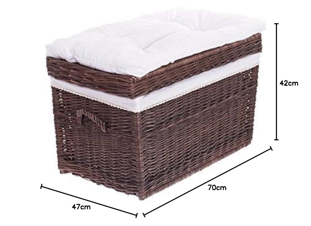 e-wicker24 Kosz na bieliznę z wikliny, kosz na zabawki z wikliny, kufer wiklinowy z obszyciem