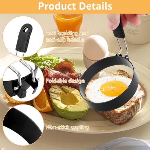 GBACHOOSE 6 Stück 3.5 Zoll Spiegeleierformen für die Pfanne, Edelstahl Spiegeleiform, Runde Pancake Form, Eierformer Eierringe für Bratpfanne, Spiegeleier, Muffins, Sandwich