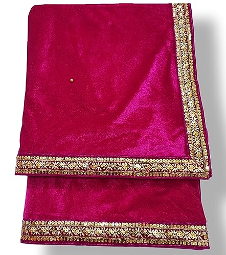 Image of Navti Creations Women's Stole Dupatta In Velvet With Cross Design Border (length -2.25m, Width-75cm)
