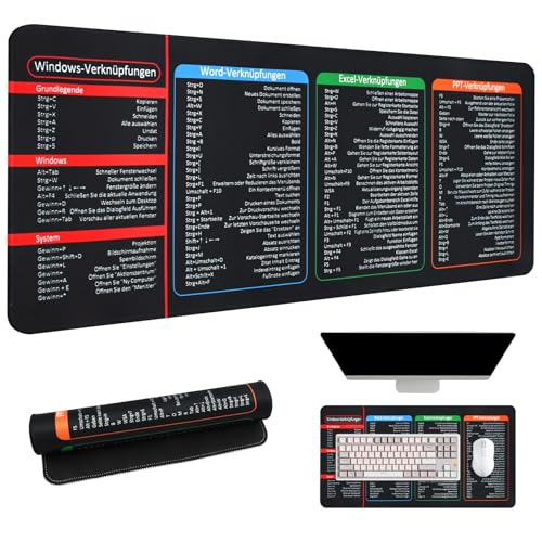 JASFLY Excel Schreibtischunterlage Deutsch Mousepad Rutschfest,Reinigbar Excel Mauspad Deutsch für Word Windows Büro und Zuhause (60 * 30cm)