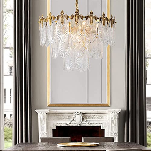 Fine Maker Fanersai Modern Crystal Chandelier Golden Vintage Pendant Lighting With Leaf Crystal Drum 8-Light French Raindrop Ceiling Light Fixture Perfect For Living Room Dining Room Bedroom Entryway Foyer thumb #2