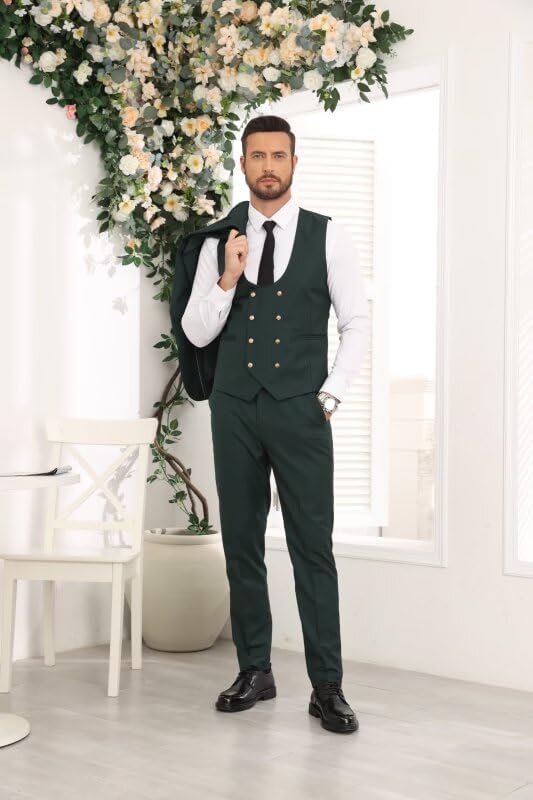 Wangyue Men's Suits 3 Piece Slim Fit Suits for Men Double Breasted Suit Men Business Wedding Prom Tuxedo Suit - Image 2