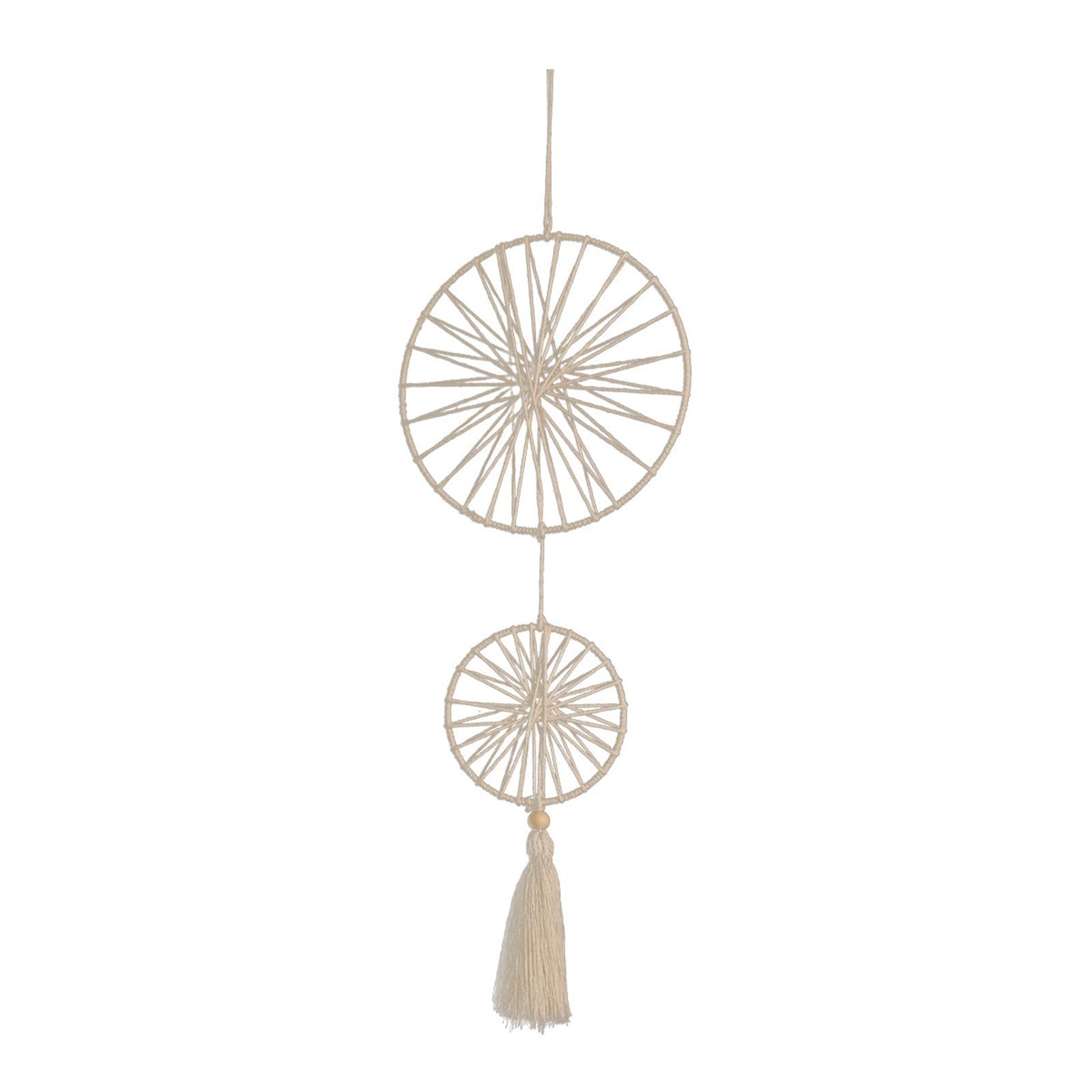 Jazuaiao Artistic Wall Decoration Handcrafted Cotton Rope Hand Woven Tassels Tapestry for Living Room Bedroom Cotton Rope